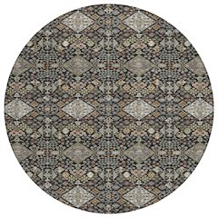 Machine Washable Indoor/Outdoor Chantille ACN2478 Black 8' x 8' Round Rug