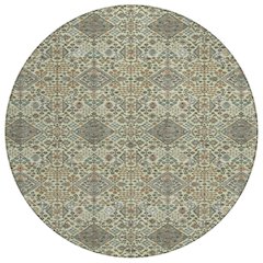 Machine Washable Indoor/Outdoor Chantille ACN2478 Green 8' x 8' Round Rug