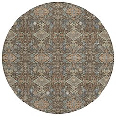 Machine Washable Indoor/Outdoor Chantille ACN2478 Brown 8' x 8' Round Rug