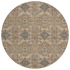 Machine Washable Indoor/Outdoor Chantille ACN2478 Orange 8' x 8' Round Rug