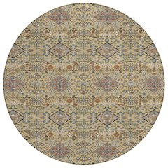 Machine Washable Indoor/Outdoor Chantille ACN2478 Gold 8' x 8' Round Rug