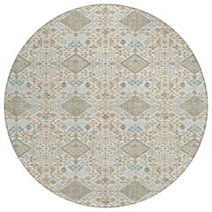 Machine Washable Indoor/Outdoor Chantille ACN2478 Ivory 8' x 8' Round Rug