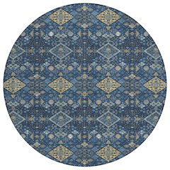 Machine Washable Indoor/Outdoor Chantille ACN2478 Blue 8' x 8' Round Rug