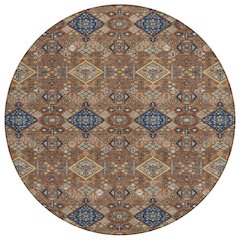 Machine Washable Indoor/Outdoor Chantille ACN2478 Orange 8' x 8' Round Rug