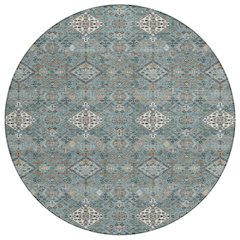 Machine Washable Indoor/Outdoor Chantille ACN2478 Teal 8' x 8' Round Rug