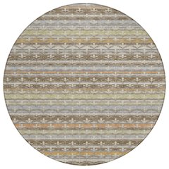Machine Washable Indoor/Outdoor Chantille ACN2479 Brown 8' x 8' Round Rug