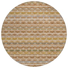Machine Washable Indoor/Outdoor Chantille ACN2479 Orange 8' x 8' Round Rug
