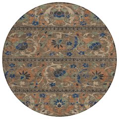Machine Washable Indoor/Outdoor Chantille ACN2480 Brown 8' x 8' Round Rug