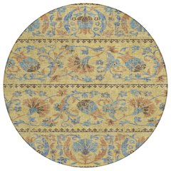 Machine Washable Indoor/Outdoor Chantille ACN2480 Gold 8' x 8' Round Rug
