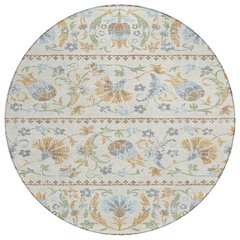 Machine Washable Indoor/Outdoor Chantille ACN2480 Ivory 8' x 8' Round Rug