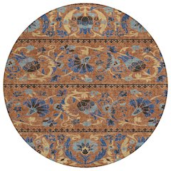 Machine Washable Indoor/Outdoor Chantille ACN2480 Orange 8' x 8' Round Rug