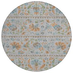 Machine Washable Indoor/Outdoor Chantille ACN2480 Gray 8' x 8' Round Rug