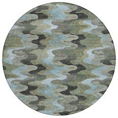 Machine Washable Indoor/Outdoor Chantille ACN2481 Green 8' x 8' Round Rug