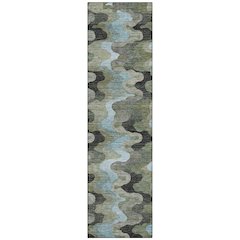 Machine Washable Indoor/Outdoor Chantille ACN2481 Green 2'3" x 7'6" Runner Rug