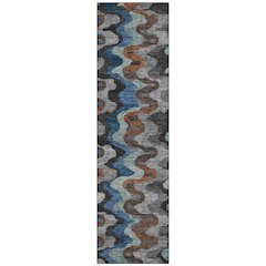 Machine Washable Indoor/Outdoor Chantille ACN2481 Black 2'3" x 7'6" Runner Rug