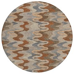 Machine Washable Indoor/Outdoor Chantille ACN2481 Brown 8' x 8' Round Rug