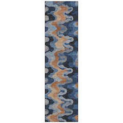 Machine Washable Indoor/Outdoor Chantille ACN2481 Blue 2'3" x 7'6" Runner Rug