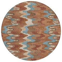 Machine Washable Indoor/Outdoor Chantille ACN2481 Orange 8' x 8' Round Rug