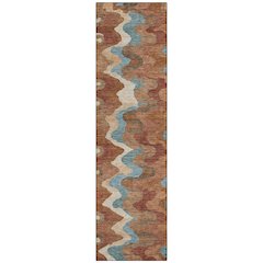 Machine Washable Indoor/Outdoor Chantille ACN2481 Orange 2'3" x 7'6" Runner Rug