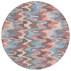 Machine Washable Indoor/Outdoor Chantille ACN2481 Pink 8' x 8' Round Rug