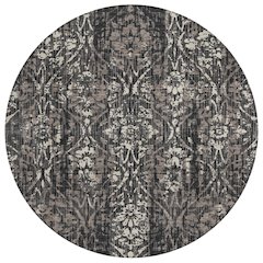 Machine Washable Indoor/Outdoor Chantille ACN2482 Black 8' x 8' Round Rug