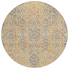 Machine Washable Indoor/Outdoor Chantille ACN2482 Gold 8' x 8' Round Rug
