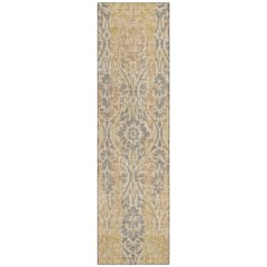 Machine Washable Indoor/Outdoor Chantille ACN2482 Gold 2'3" x 7'6" Runner Rug