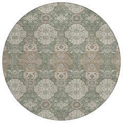 Machine Washable Indoor/Outdoor Chantille ACN2483 Green 8' x 8' Round Rug