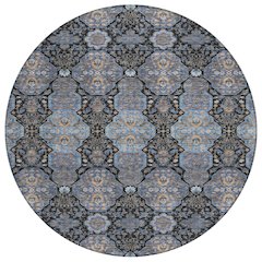 Machine Washable Indoor/Outdoor Chantille ACN2483 Black 8' x 8' Round Rug