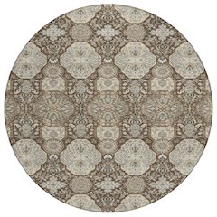 Machine Washable Indoor/Outdoor Chantille ACN2483 Brown 8' x 8' Round Rug