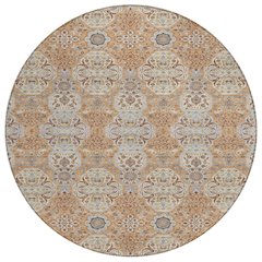 Machine Washable Indoor/Outdoor Chantille ACN2483 Orange 8' x 8' Round Rug