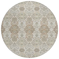 Machine Washable Indoor/Outdoor Chantille ACN2483 Ivory 8' x 8' Round Rug