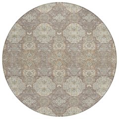 Machine Washable Indoor/Outdoor Chantille ACN2483 Brown 8' x 8' Round Rug