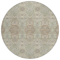 Machine Washable Indoor/Outdoor Chantille ACN2483 Green 8' x 8' Round Rug
