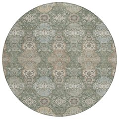 Machine Washable Indoor/Outdoor Chantille ACN2484 Green 8' x 8' Round Rug