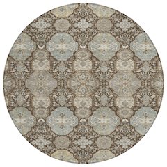 Machine Washable Indoor/Outdoor Chantille ACN2484 Brown 8' x 8' Round Rug