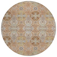 Machine Washable Indoor/Outdoor Chantille ACN2484 Orange 8' x 8' Round Rug