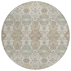 Machine Washable Indoor/Outdoor Chantille ACN2484 Ivory 8' x 8' Round Rug