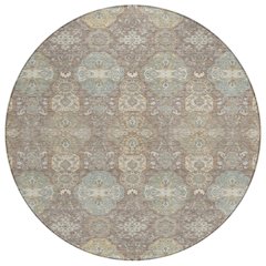 Machine Washable Indoor/Outdoor Chantille ACN2484 Brown 8' x 8' Round Rug