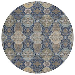 Machine Washable Indoor/Outdoor Chantille ACN2484 Blue 8' x 8' Round Rug