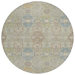 Machine Washable Indoor/Outdoor Chantille ACN2484 Green 8' x 8' Round Rug