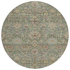Machine Washable Indoor/Outdoor Chantille ACN2485 Green 8' x 8' Round Rug