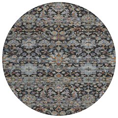 Machine Washable Indoor/Outdoor Chantille ACN2485 Black 8' x 8' Round Rug