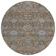 Machine Washable Indoor/Outdoor Chantille ACN2485 Brown 8' x 8' Round Rug