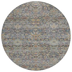 Machine Washable Indoor/Outdoor Chantille ACN2485 Gray 8' x 8' Round Rug