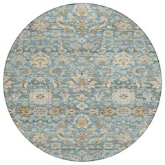 Machine Washable Indoor/Outdoor Chantille ACN2485 Teal 8' x 8' Round Rug