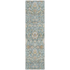 Machine Washable Indoor/Outdoor Chantille ACN2485 Teal 2'3" x 7'6" Runner Rug