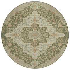Machine Washable Indoor/Outdoor Chantille ACN2486 Green 8' x 8' Round Rug