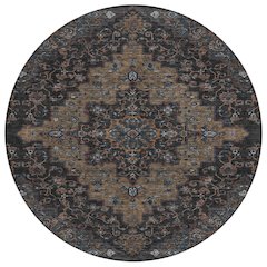 Machine Washable Indoor/Outdoor Chantille ACN2486 Black 8' x 8' Round Rug
