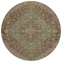 Machine Washable Indoor/Outdoor Chantille ACN2486 Brown 8' x 8' Round Rug